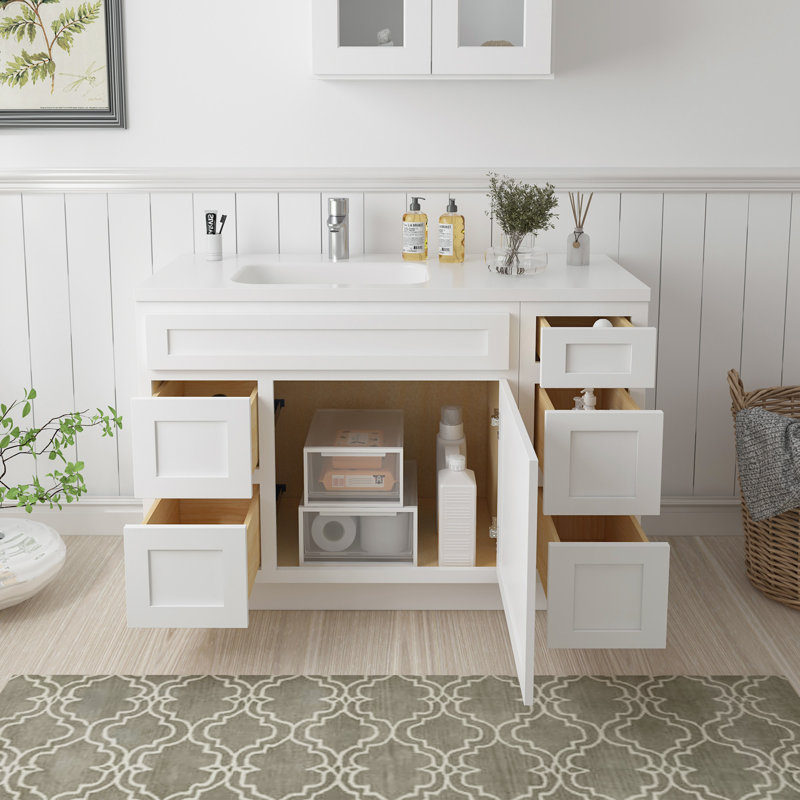 Base de meuble-lavabo simple 48 po seulement, Blanc