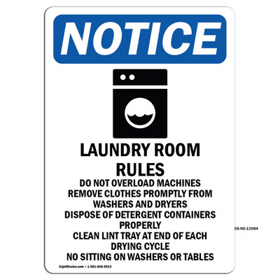 Laundry Room Rules Sign