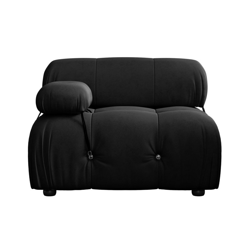 Upholstered Modern Velvet Fabric Single One-Armed Chair, Black