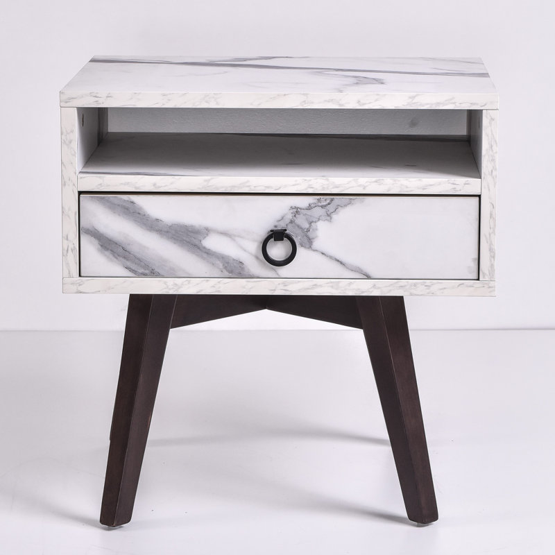 Homesley 50.2 cm W Bedside Table, Marble
