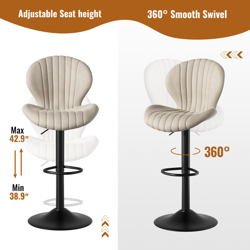19.29" Bar Stools Modern Swivel Bar Chairs, Barstools Counter Height with High Backrest, Easy 3-5 Minute Assembly for Bar, Kitchen, Dining Room