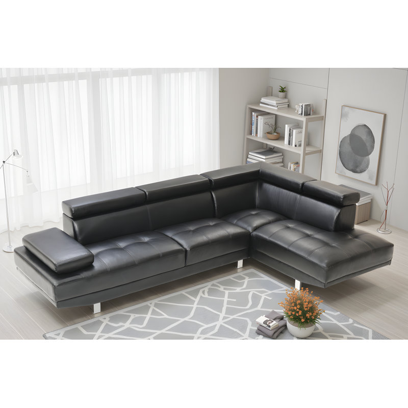 Canapé modulaire Rodez, Similicuir noir