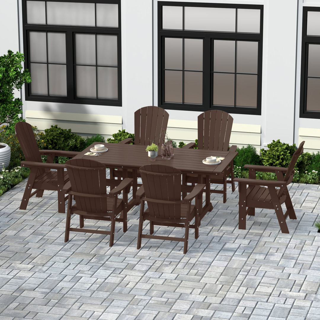 Arnone 7-Piece Outdoor All Weather Poly Dining Set Beachcrest Home™ Frame 