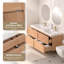 Meuble-lavabo suspendu Vitrasa 60 po à rayures noyer avec lavabo, meuble de salle de bain moderne fixé au mur avec 4 tiroirs à fermeture douce, préassemblé avec lavabo en céramique intégré – Bois naturel
