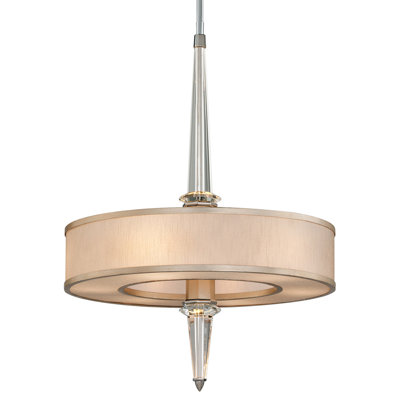 Lustre cylindrique unique et remarquable à 6 lumières avec détails en cristal Harlow