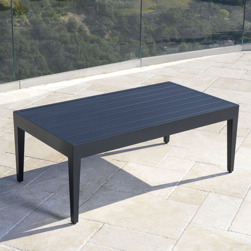 Belamar Outdoor Coffee Table, Black Aluminum, Black