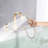 Brushed Gold Deck Mounted Waterfall Tub Faucet With Shower Head. Stainless Steel, Ceramic Cartridge, 2 Gpm Max Flow Rate For Convenience . 3 Roman Filler, 360 Swivel Spout, Steel-121629479