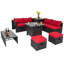 Ensemble de meubles de patio 9 pièces avec foyer 32 po Costway-24410179
