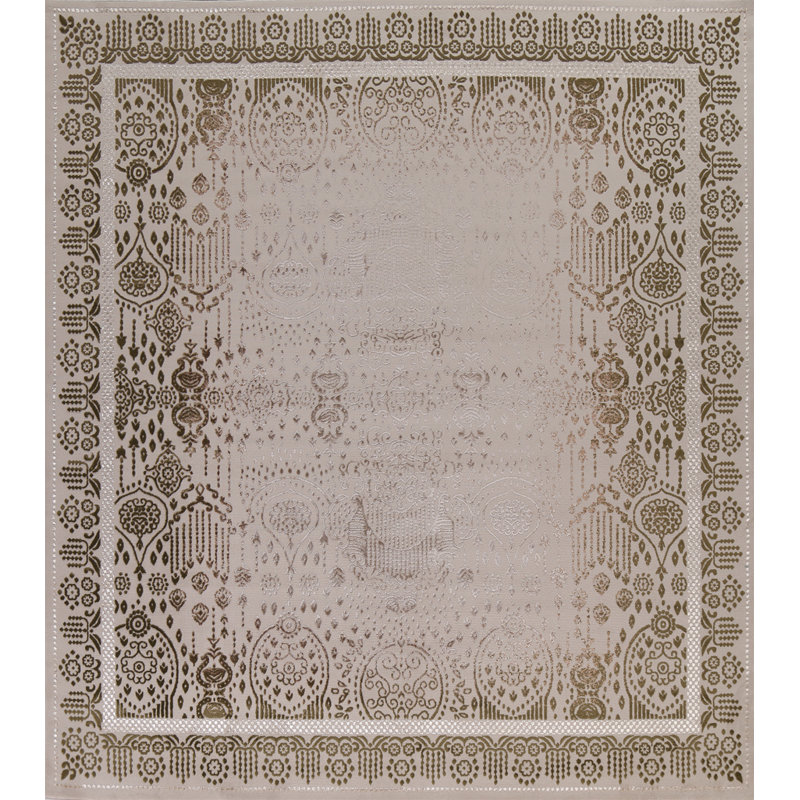 Tapis turc oriental damassé transitionnel 3 x 5, Carré 9 pi 10 po