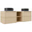 Meuble-lavabo mural de 60 po avec lavabo d'art en céramique et tablettes de rangement, porte à fermeture en douceur, matériau en contreplaqué rembourré de kd, surface d'eau, conception moderne à espace élargi, bords arrondis, 45 po