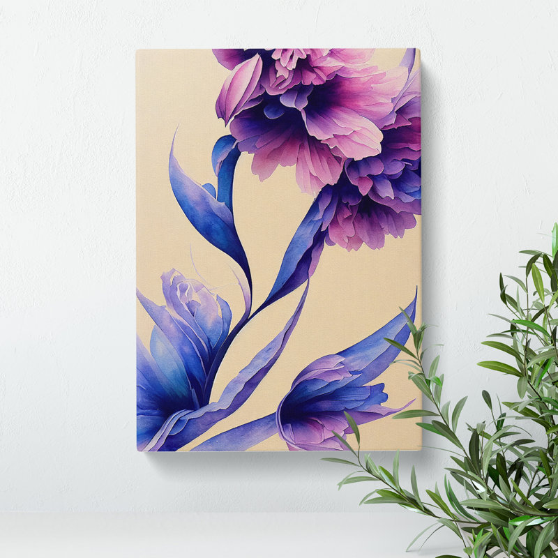 Dreamy Watercolour Flowers No.3 - Wrapped Canvas, 76cm H x 50cm W x 3cm D
