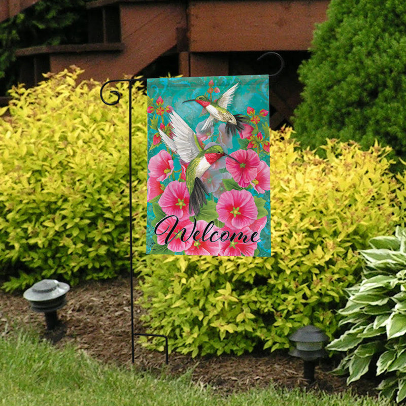 Hummingbird Dance Spring Garden Flag