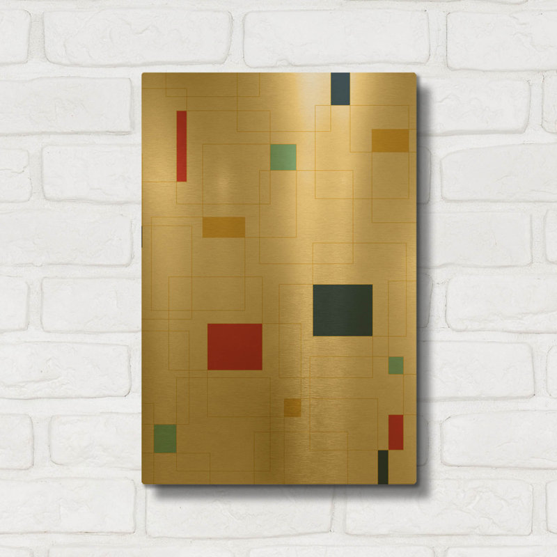 « Mid Century Modern 4 » de Gary Williams, tableau mural en métal doré, 30,5 x 40,5 cm, 12 po x 16 po