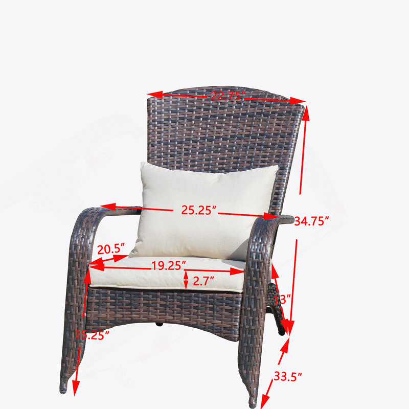 Chaise de patio avec coussins (coussin beige), Brun
