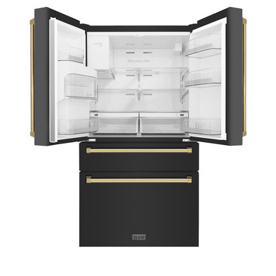 ZLINE Autograph 36 in. Black Steel Counter-Depth Refrigerator w/ Handles