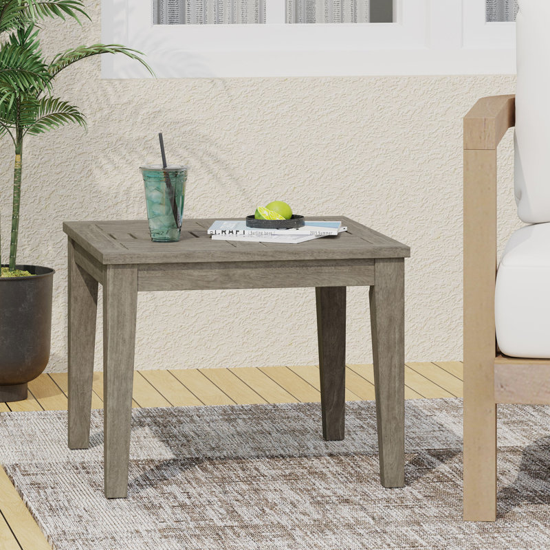 Grey Wood Side Table, Minimalist Transitional Look, 20" W X D 16.11" H, 30lbs Max Load Outdoor 20x20x16.11, Capacity