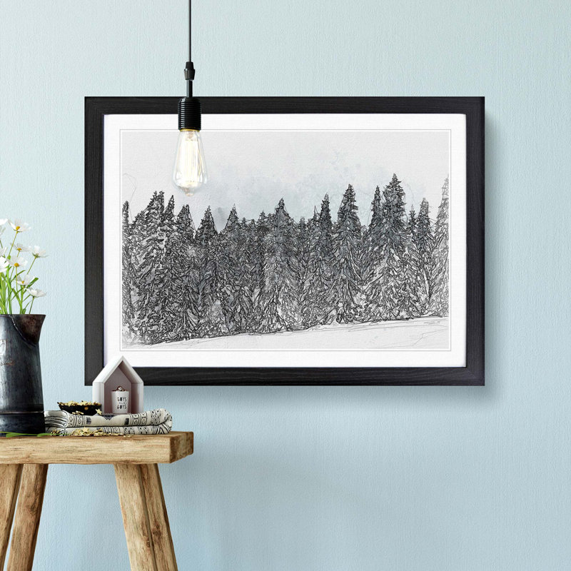 Points of the Trees in Abstract - Picture Frame Graphic Art Print, Black, 50cm H x 76cm W x 2cm D