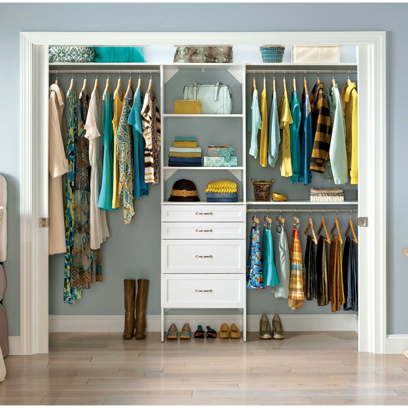 SuiteSymphony 84" W - 120" W Closet System with Drawers, Pure White