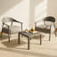 Ensemble de chaises d'appoint modernes 2 pièces avec table basse - Ensemble de canapés gris pp et acier, sièges rembourrés pour le salon, le salon et le balcon (2 chaises + 1 table)-1971646615