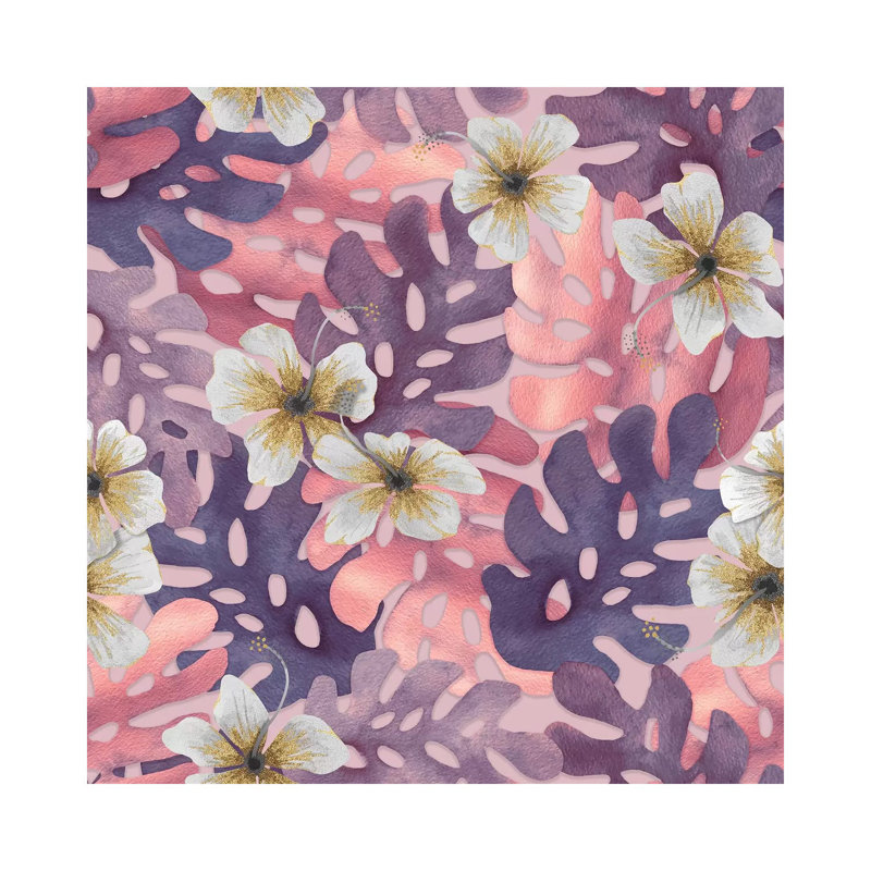 Antique Pink Hibiscus Patter by Angelika Parker - Wrapped Canvas Print, 30.48cm H x 30.48cm W