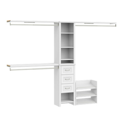 Impressions 16" Closet Tower With Drawers, Top Shelves And Shoe Storage