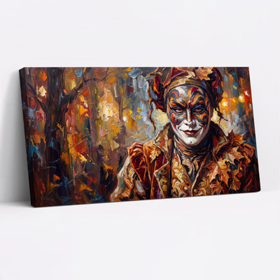 Portrait d'un clown d'automne avec des feuilles - Toile murale d'Halloween