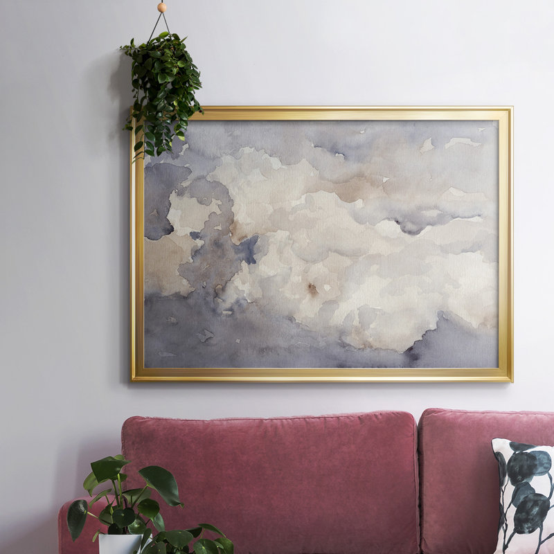 «Clouds in Neutral II», reproduction d'un seul cadre photo sur toile, Or, H 26 po x l 38 po x P 1,5 po