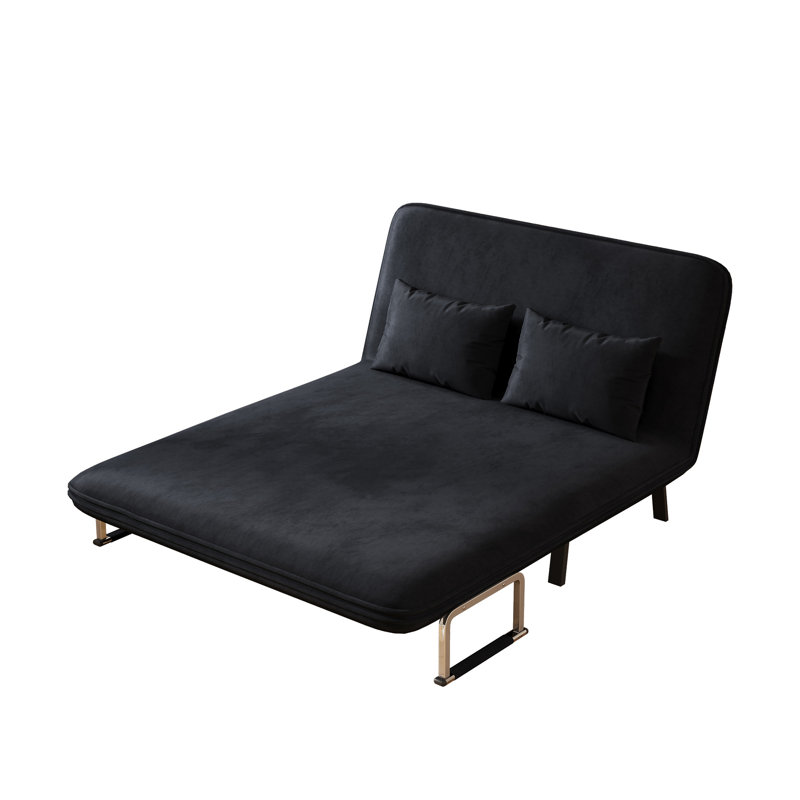 Conneaut Velvet Convertible Sofa, Black Velvet, 35.5" H x 39.4" W x 28.4" D