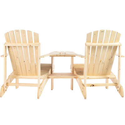 Paire de chaises en bois pour l'extérieur - chaises avec table et parasol, pelouse, sapin naturel de piscine, design élégant deux, trou d'extérieur, terrasse de jardin, terrasse élégante, sièges élégants