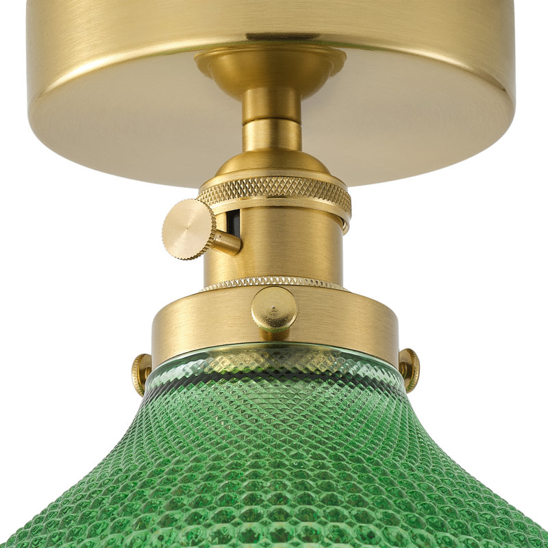 Plafonnier 1 lumière en verre vert foncé à intensité variable