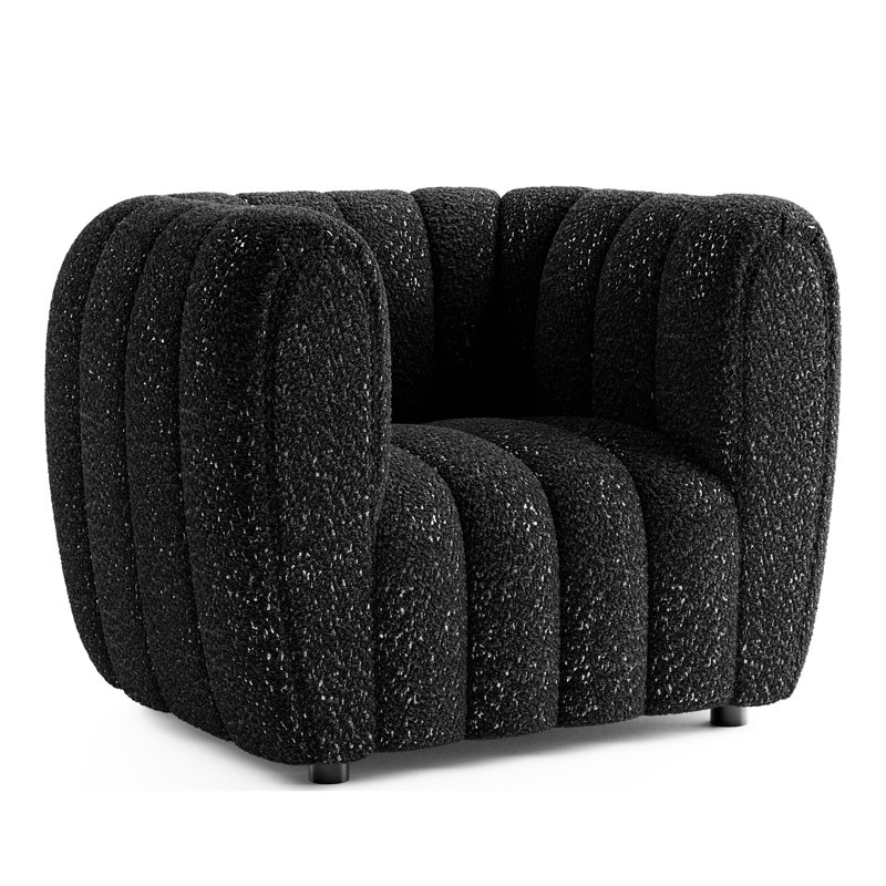 Fauteuil demi-tonneau Celal, Bouclé noir