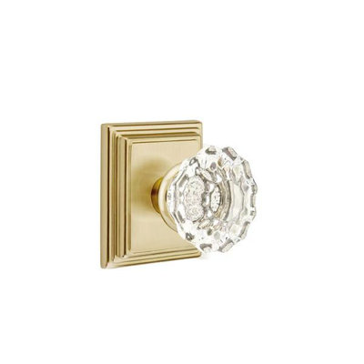 Ensemble de mortaise intérieure Emtek Passage avec rosette Wilshire et poignée en verre Astoria (droite)