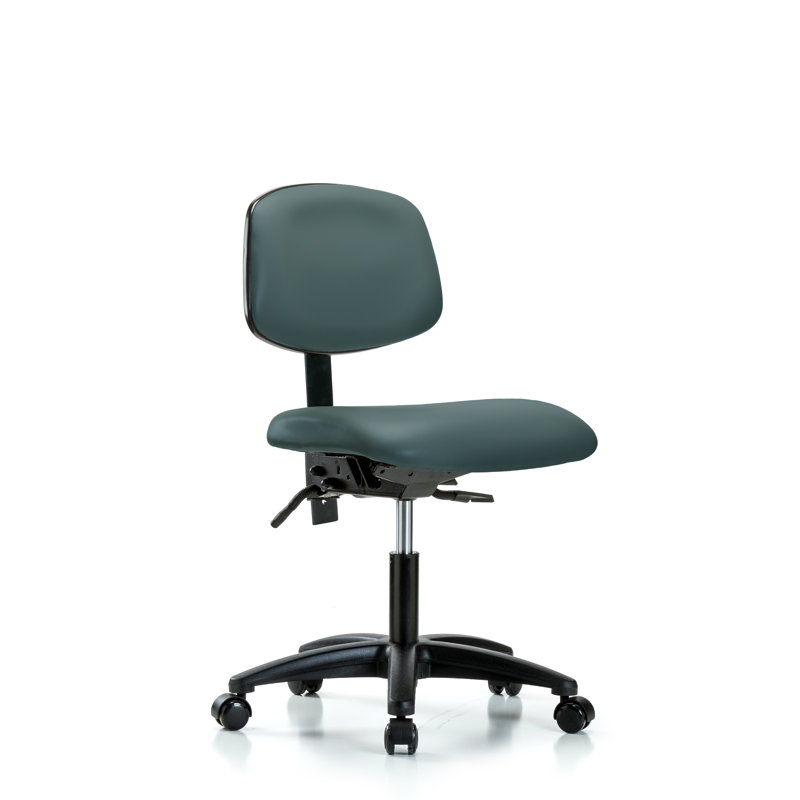 Adaline Vinyl Task Chair, Casters, Colonial Blue, Not Tilt Included