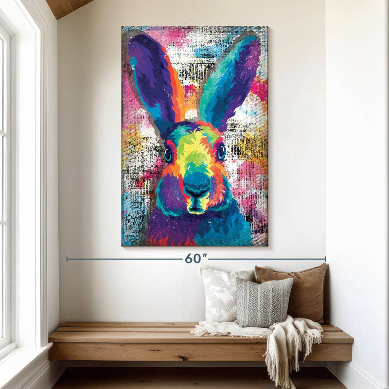 Visage de lapin coloré Brampt, H 51 po x l 34 po