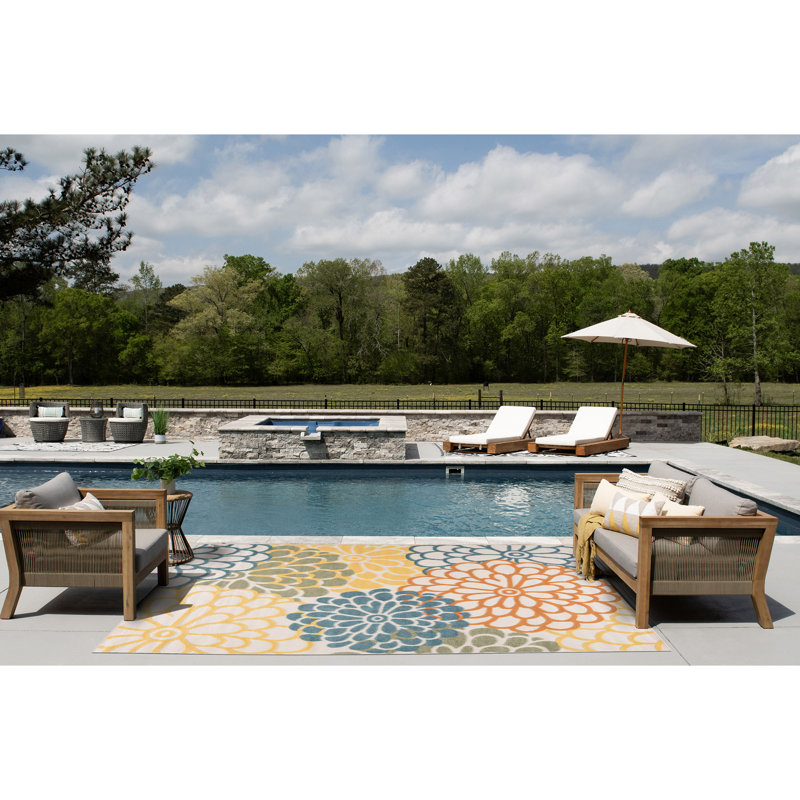 Shameekia Rectangle Shameekia Area Rug, Rectangulaire 8 pi x 10 pi, Yellow/Blue/Orange