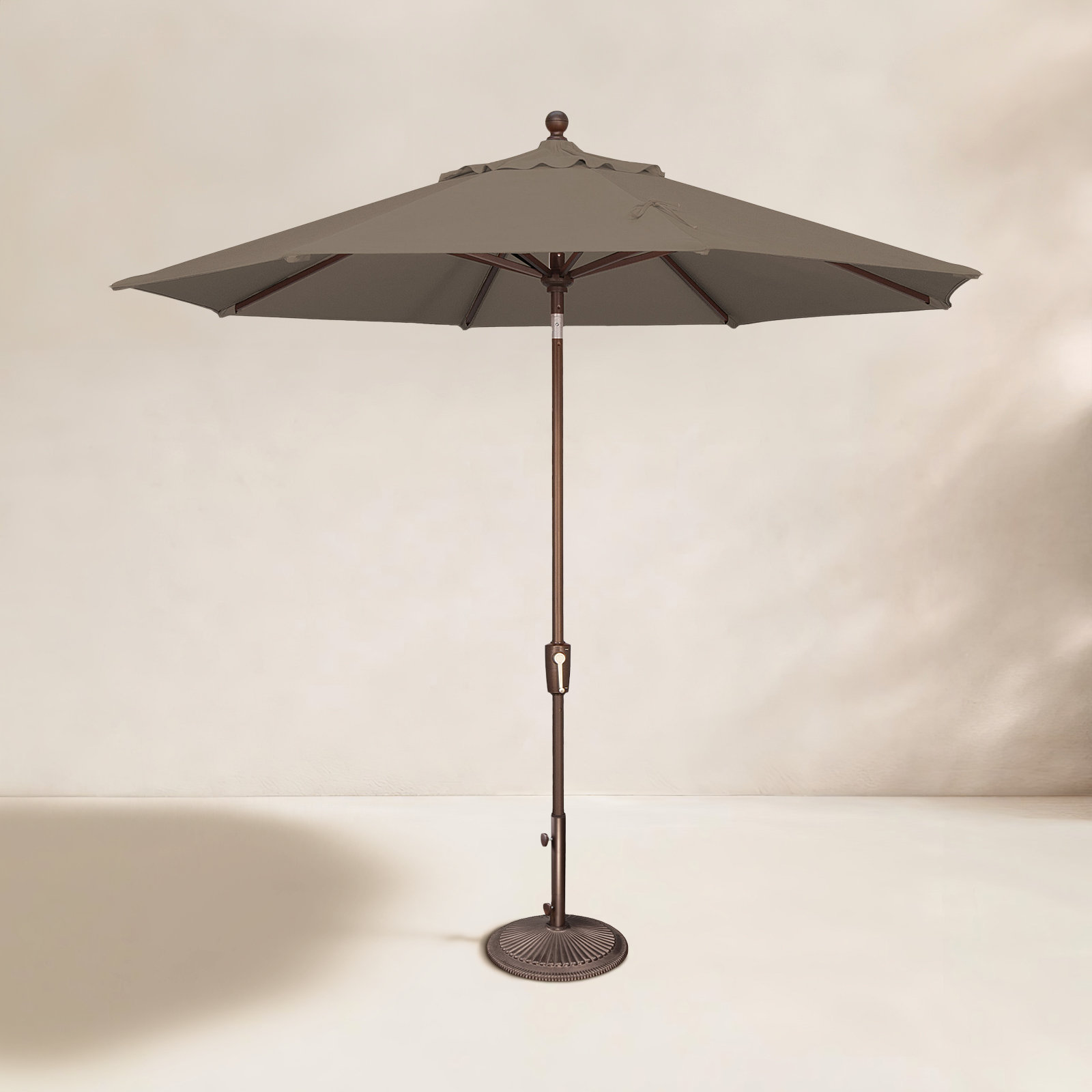 Canela 108'' Market Olefin Umbrella, Bronze, Taupe Canvas