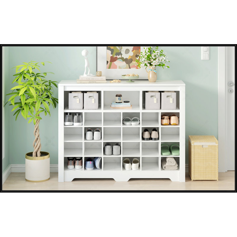Console à 24 casiers au design épuré, Blanc