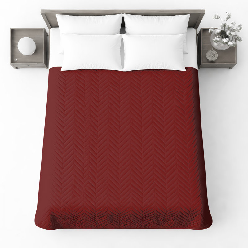 Deep Red Solid Quilted Bedspread All Sizes, Queen
