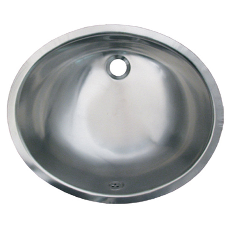 Metal Oval Undermount Bathroom Sink with Overflow, Satin Stainless Steel