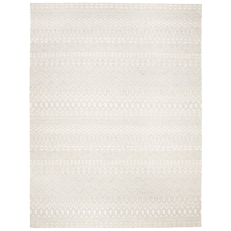 Rosalie Hand-Knotted Wool Aqua & Ivory 6' x 9' Area Rug
