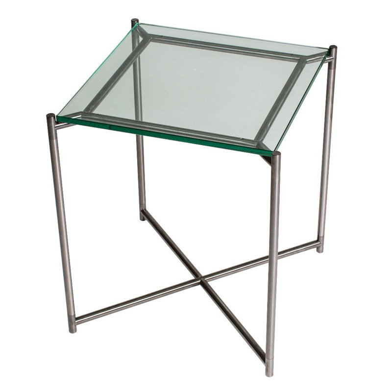 Bedell Glass Top End Table, Metal