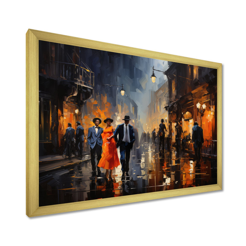 «Music In Harlems IV» - reproduction d'art sur toile, H 30 po x l 40 po x P 1,5 po, Cadre doré simple