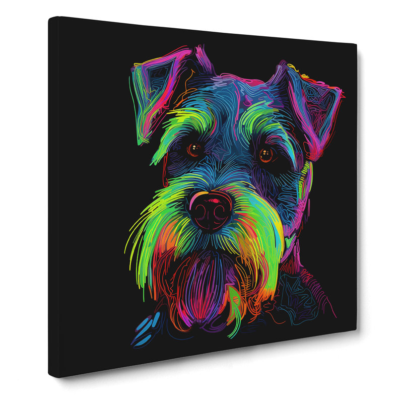 Schnauzer Neon - No Frame Print, 35cm H x 35cm W x 3cm D