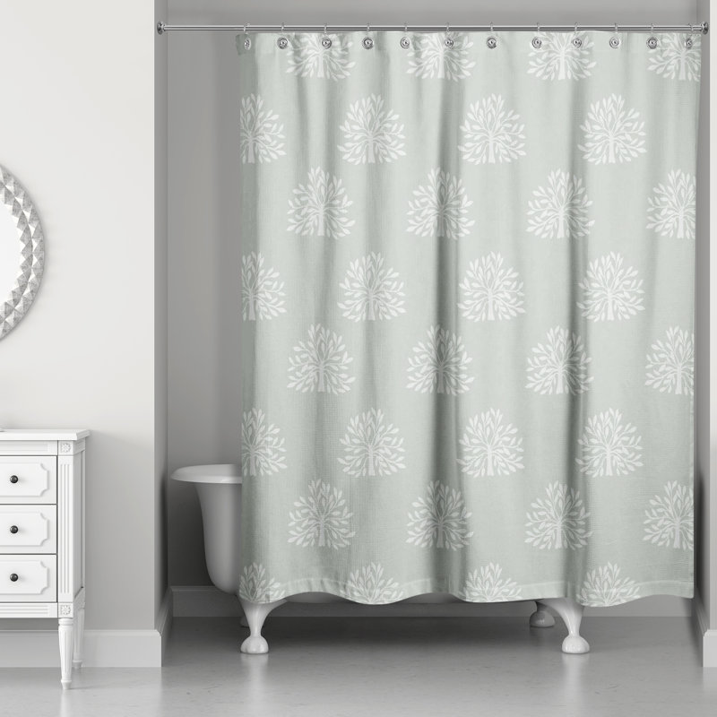 Rideau de douche simple à motif floral, Sauge