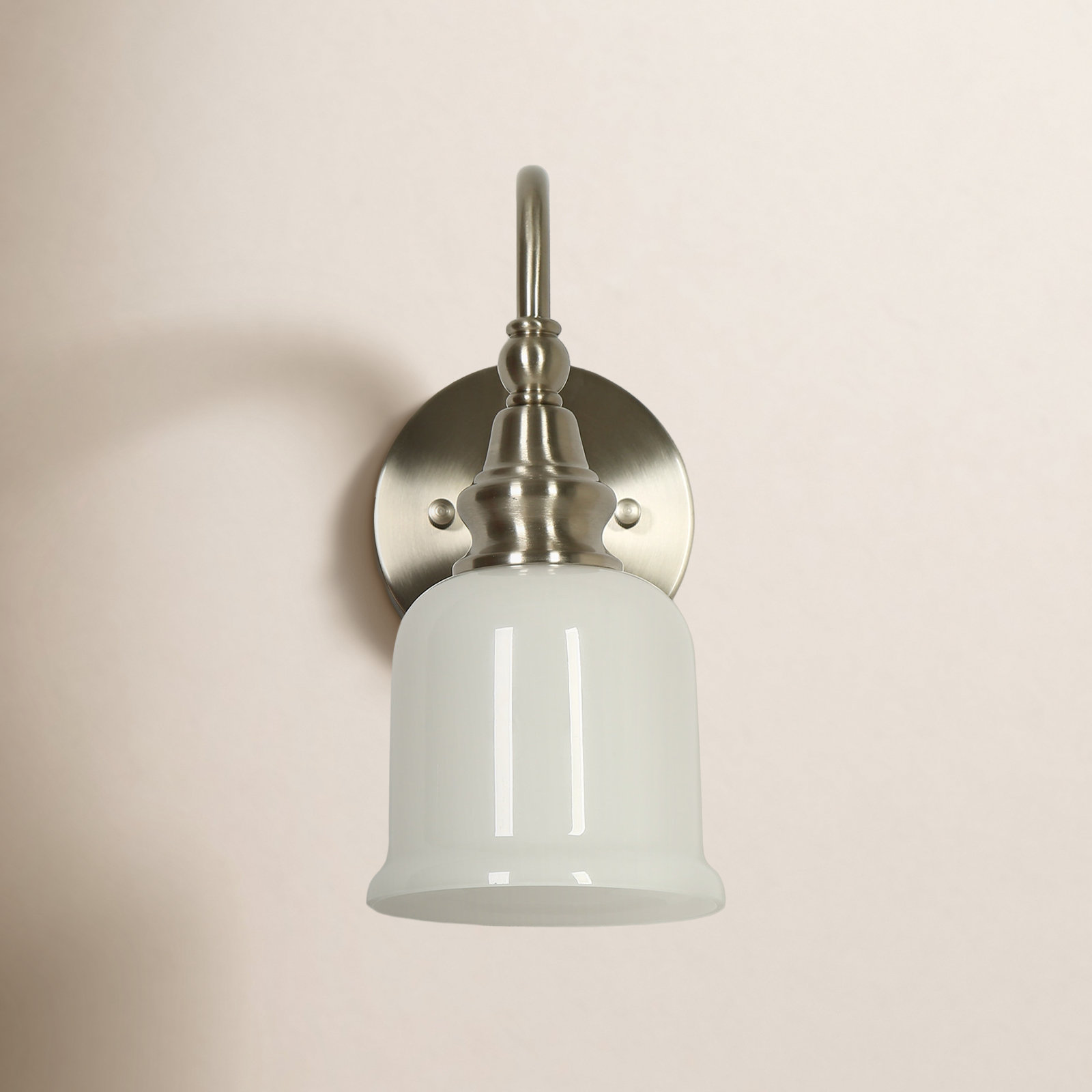 1-Light Dimmable Electroplated Nickel Armed Wall Sconce, Nickel