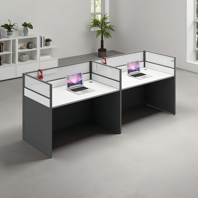 Station de travail rectangulaire pour 2 personnes avec câble