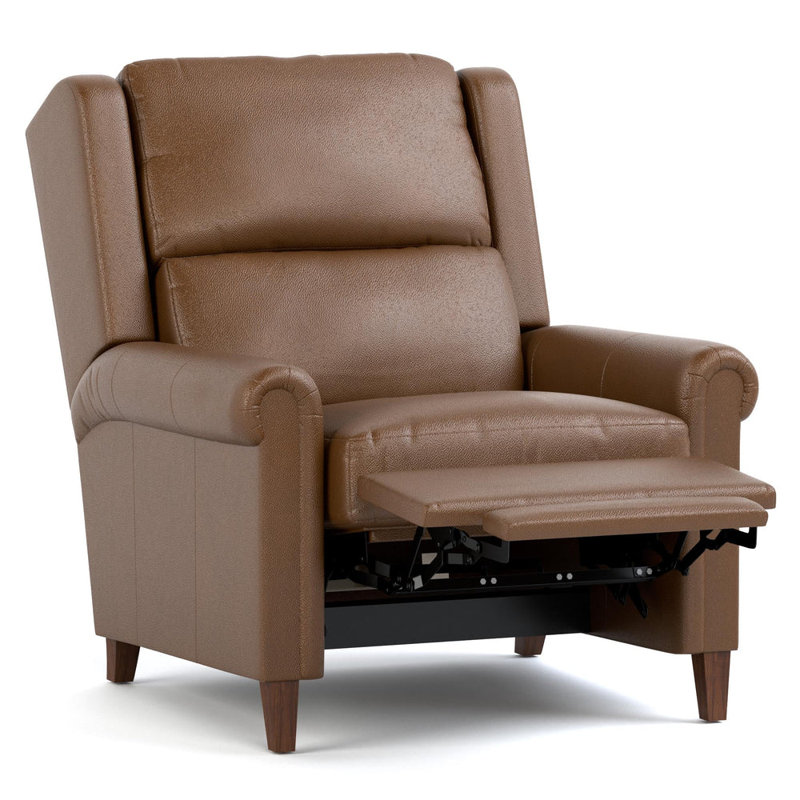 Woodlands Small Roll Arm Manual Recliner With Nails, Selvano Bark, No
