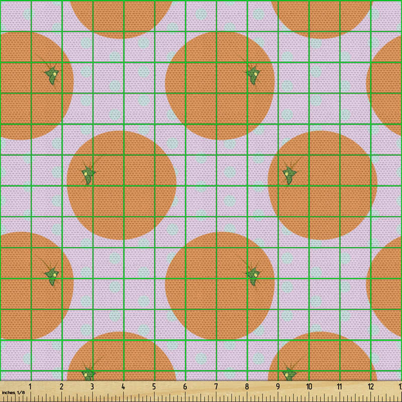 Chirsty Cartoon Citrus Fruit on Polka Dots Pattern Multi-Purpose Fabric
