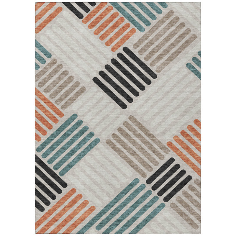 Machine Washable Indoor/Outdoor Adalaide ACN2339 Geometric Rug, Rectangle 3' x 5'