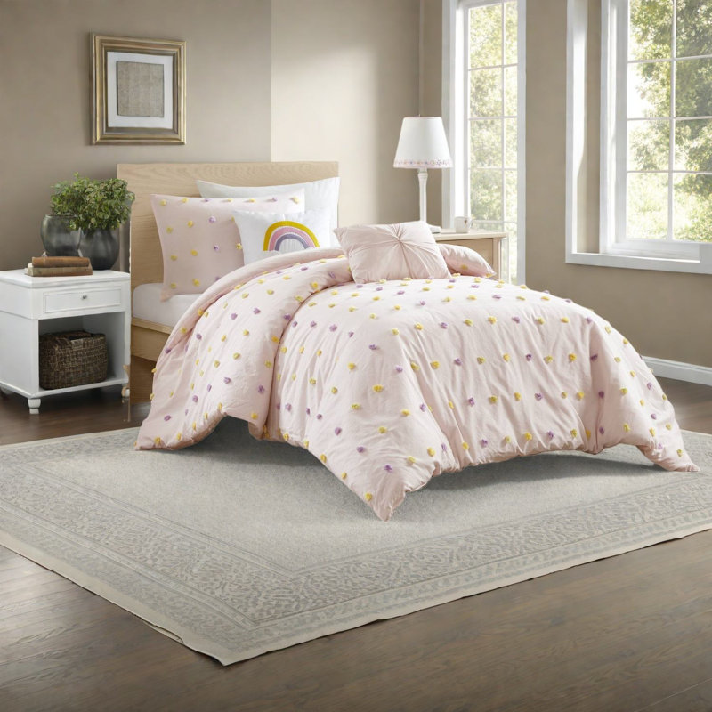 Comfortable Cotton Bedding Sets With Pom Pom Style And Antimicrobial Features